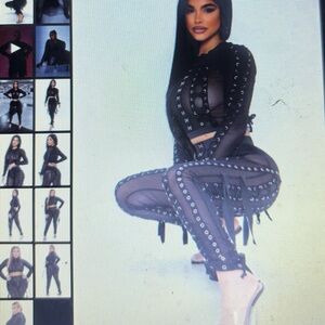 Stylish Black Studded two piece set